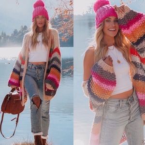 ViciCollection Listicle oversized multi colored sweater medium NWOT